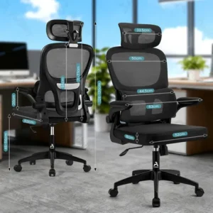 Cadeira de Escritório Ergonômica FivDaily C600 Preta, com Apoio de Cabeça e Suporte Lombar - Imagem 8