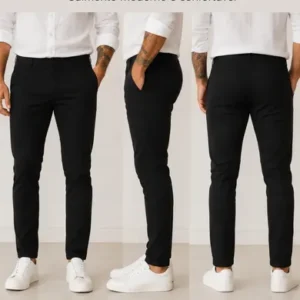 Calça Sarja Masculina Social Slim Elastano Bolso Embutido - Imagem 9