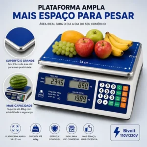 Balança Comercial Digital 40kg Alta Precisão Bateria Precisa - Imagem 8