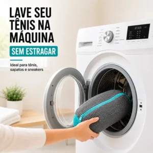 Kit 2 Sacos Para Lavar Tênis E Sapatos Em Máquina De Lavar – Saco Telado Anti-Impacto Com Fechamento Em Zíper - Imagem 6