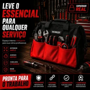 Bolsa De Ferramentas Grande Reforçada 12 E 6 Bolsos Externos - Imagem 5