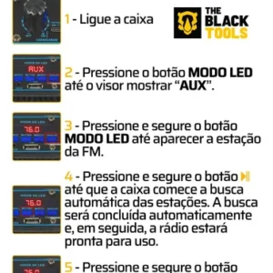 Caixa de som Amplificada Bluetooth Rádio Fm 250w Rms Tws Led Rgb Portatil Sem Fio Usb Tcs300 Cor Preto The Black Tools - Imagem 3
