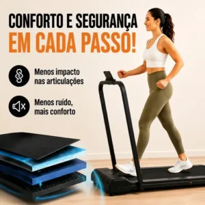 Esteira Ergométrica Elétrica Dobrável Com Painel LCD Controle Remoto Para Caminhada Casa Academia Preta 127 Bivolt - Imagem 9
