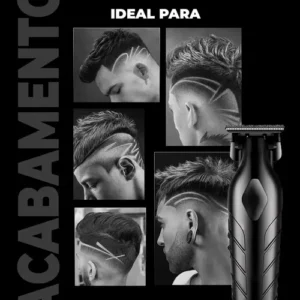 Máquina De Corte Acabamento Profissional Com Aparador De Nariz Cabelo Pelo Barbear Maquininha Detalhes Sem Fio Preto Catálogo - Imagem 5