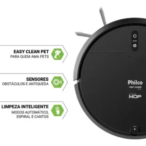 Aspirador de pó robô philco 3 em 1 pas23 Com Mop Preto - Imagem 5