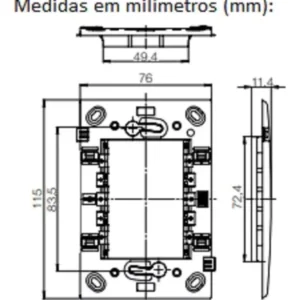 Kit 5 Suporte Plástico 4x2 Refinatto Cinza 13803840 - Imagem 3
