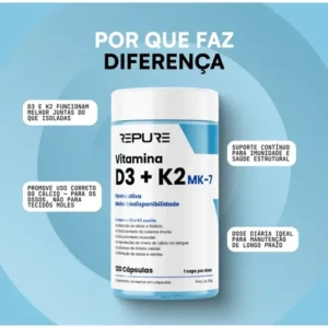 Vitamina D3 K2 Mk7 (2000ui + 149mcg) Premium 120 Cáps Repure Sem Sabor - Imagem 4
