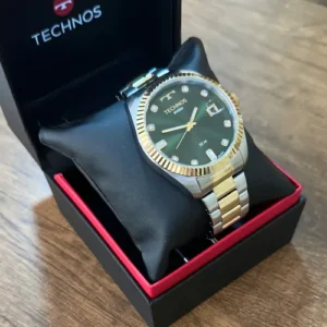 Relógio Technos Masculino Riviera Social Analógico Aço Cor da correia Misto Cor do bisel Dourado Cor do fundo Verde - Imagem 12