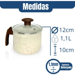 Fervedor Canecão Leiteira No 12 Antiaderente Tampa De Vidro - Imagem 4