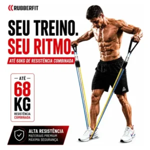 Kit de Elásticos Para Treino Exercícios Malhar Academia Tubing 11 Peças Rubber Fit - Imagem 4