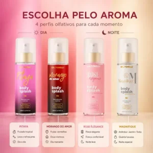 Kit 4 Body Splash Feminino Perfume 200ml Desodorante Colônia Corporal Alta Fixação Para Dia & Noite - Imagem 8