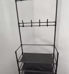 Vittak Sapateira Organizador Vertical Cabideiro Roupa Prateleiras Sapatos Bolsa Multiuso Cor Preto - Imagem 2