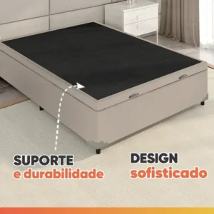 Cama Box Baú Casal Colchão Gazin Molas Flora Bege 138x188x63cm - Imagem 7