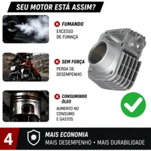 Kit Cilindro Motor Fan 125 Cg 125 Titan 125 2009 - 2018 Novo - Imagem 5