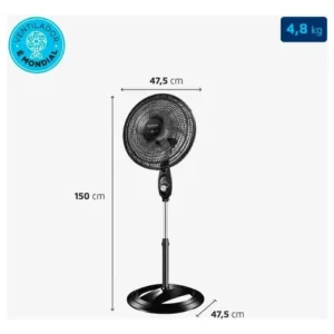 Ventilador de Coluna 40cm Super Power VSP40C 6 Pás 3 Velocidades Mondial - Imagem 9