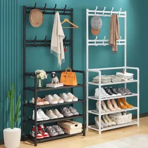 Vittak Sapateira Organizador Vertical Cabideiro Roupa Prateleiras Sapatos Bolsa Multiuso Cor Preto - Imagem 9