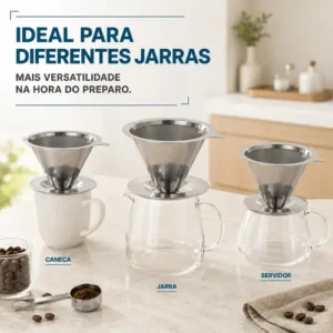 Filtro Permanente Café 103 Aço Inox Reutilizável Coador Universal Malha Fina Lavável Sem Papel Alta Durabilidade Premium - Imagem 4