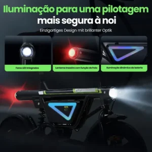 Bicicleta Elétrica Xroymexroy EB1S 500W 36V 12Ah 50km Dobrável com LED, Suspensão Traseira, Display LCD Horizontale e USB - Imagem 9