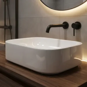 Cuba Pia De Apoio Sobrepor 37x27cm Branca Para Banheiro Lavabo Armário Gabinete Suspenso Luce - SOS Acabamentos by Orcia - Imagem 3