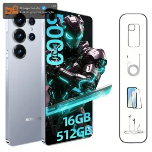Smartphone Bobarry Tela Gigante 6.78 Polegadas Dual Sim Dual Standby Android 15 Processador Dimensity 7200 Câmera Dupla 18mp+52mp Bateria 5000mah 16gb Ram+512gb Rom Azul - Imagem 1