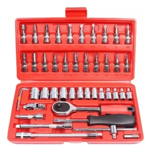 Kit Chaves Ferramentas Jogo Fenda Philips Catraca Soquete Allen 46 Peças Com Maleta Completa Manual Ideal Mecânico Manutenção Casa Carro Profissional Resistente Portátil Compacto Quicko Vermelho - Imagem 9
