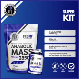 Kit Anabolic Mass C/ Whey 28500 + Bcaa 1g Profit Aminoácidos - Imagem 5