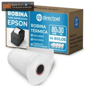 Bobina Térmica 80mm X 30m 48g Fosco Directpel Impressora Epson Tm T20x 14 Unid - Imagem 1