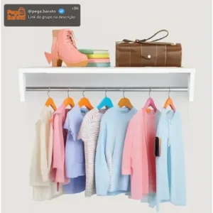 Cabideiro De Parede Para Roupas Branco Closet 60 Cm - Imagem 1