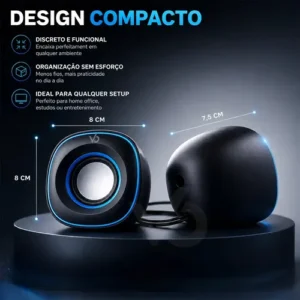 Caixa Caixinha De Som Computador Pc Notebook Subwoofer Amplificada 6w Usb P2 Azul Voxo - Imagem 8