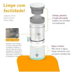 Espremedor Automático Elétrico Citrus Juicer 827 Suco Laranja Branco/Verde - Imagem 5