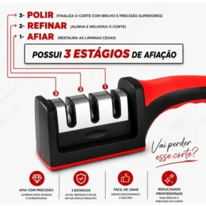 Afiador Amolador De Facas Tesouras Profissional 3 Em 1 Portátil Marca Homeroarte - Imagem 5