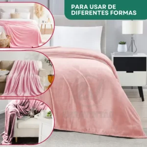 Cobertor Manta Casal Microfibra Flacee Quentinha 2,20 X 1,80 Macia Veludo Liso Cor Rosa Claro Premium - Imagem 5