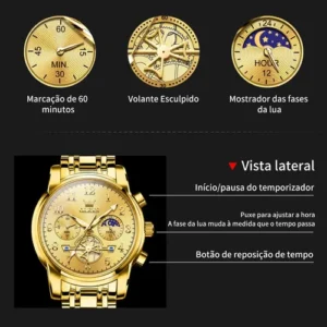 Olevs Relógio Masculino Aços Inoxidáveis Original 2900 - Imagem 5