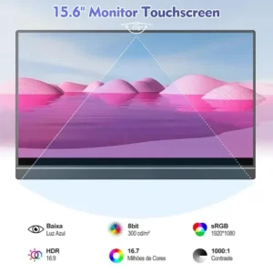 Monitor Portátil Touch 15.6'' Ips Full Hd 60hz Com Alto-falante - Imagem 3