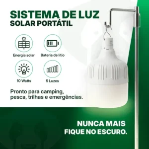 Kit 2 Lampada Led Solar Lampiao Recarregável Camping Usb Pesca Jardim Multiuso Viagem Several - Imagem 3