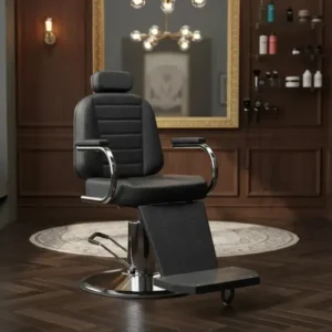 Poltrona Cadeira Reclinável Hidráulica para Barbearia E Barbeiro Cor Preto Croco H&M Móveis para Cabeleireiro - Imagem 2