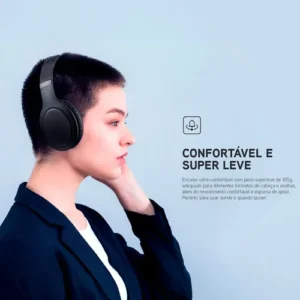 Fone De Ouvido Headphone Dapon H02D Bluetooth 5.1 Over-ear 22h Preto - Imagem 6