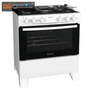 Fogão 5 Bocas Atlas Mônaco Plus Branco com Mesa Inox e Acendimento Automático Bivolt - Imagem 1