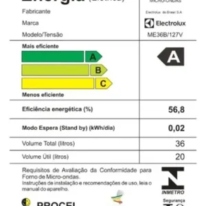 Micro-ondas Electrolux 36L Branco Efficient com Descongelamento Assistido ME36B - Imagem 9