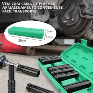 Jogo Soquete Longo Sextavado Impacto 1/2 8-24mm 10peças - Imagem 2