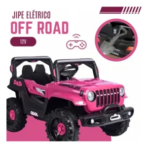 Jipe Infantil Elétrico 12v Carrinho Controle Remoto Música Brinq Kids - Imagem 5