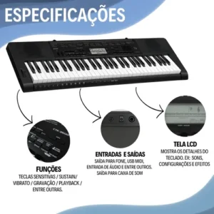 Kit Teclado Musical Casio Profissional Ctk3500 + Acessórios - Imagem 4