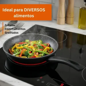Frigideira De Indução Cerâmica Não Gruda Antiaderente Frita Sem Óleo Grande Fogão A Gás Indução Cooktop Elétrico Panela 24cm Preto Pítia - Imagem 7