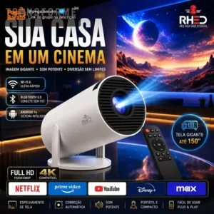 Projetor Smart Portátil Full Hd 4k Android 11 Wi-fi Bluetooth Mini Projetor Home Theater Cinema Em Casa Imagem Nítida Som Potente Compatível Com Diversos Dispositivos - Imagem 1