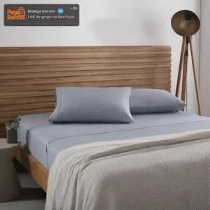 Jogo De Cama Super King Buddemeyer Cotton Essential Cor Azul-005 - Imagem 1