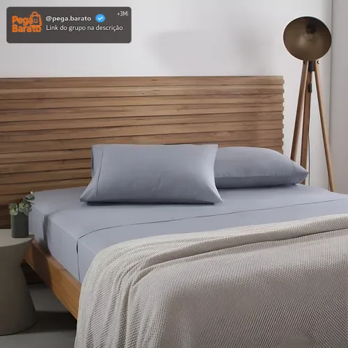 Jogo De Cama Super King Buddemeyer Cotton Essential Cor Azul-005