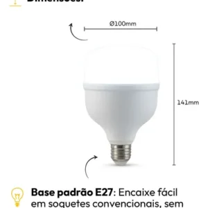 Kit 10 Lampadas Led Bulbo Hp 50w 6500k E27 110v/220v Alut - Imagem 10