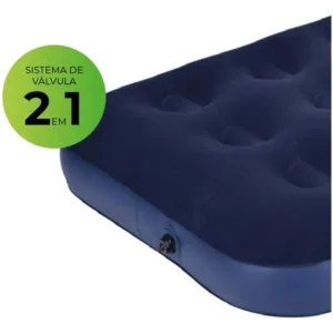 Colchão Inflável Solteiro Multiuso Aveludado O2Flow Azul - Imagem 3