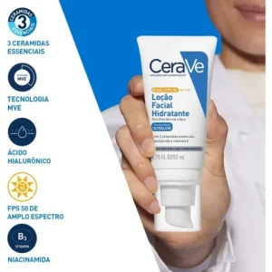 Cerave Loção Facial Hidratante Com Proteção Solar Fps50 52ml - Imagem 4