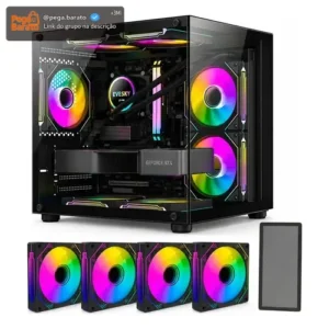 Gabinete Gamer Hayom Aquário Com 4 Cooler Fan Led Rgb - Imagem 1